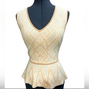 BCBGMaxazria peplum beige sleeveless shirt size XS